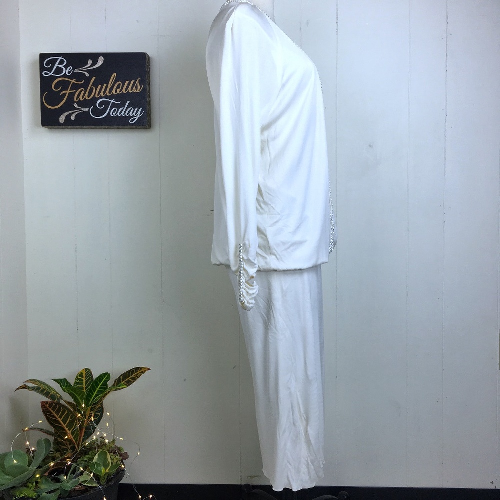 Vintage Rhinestone & Sequin White Dress - Picture 4 of 8